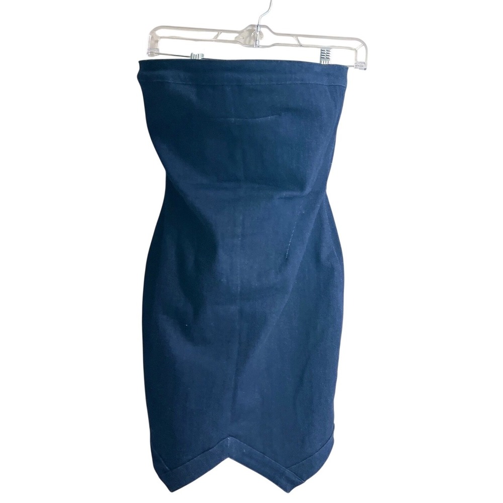 RtA Women Strapless Dark Wash Denim Mini Dress Blue Bodycon Back Zip Size 4